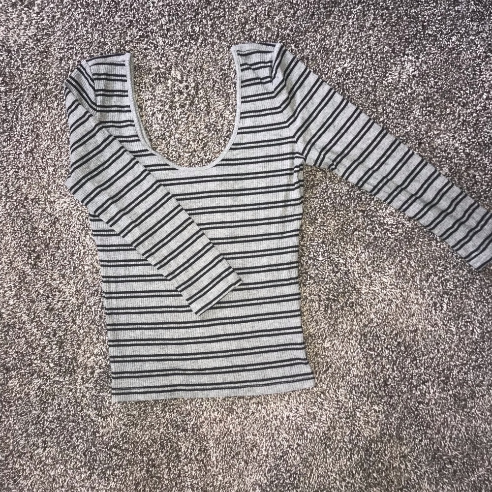 NWT Express Striped Scoop Neck Crop Top Size Small